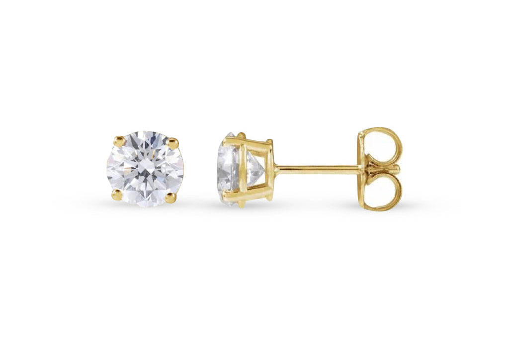 4-Prong Basket-Set Studs in 14K Gold