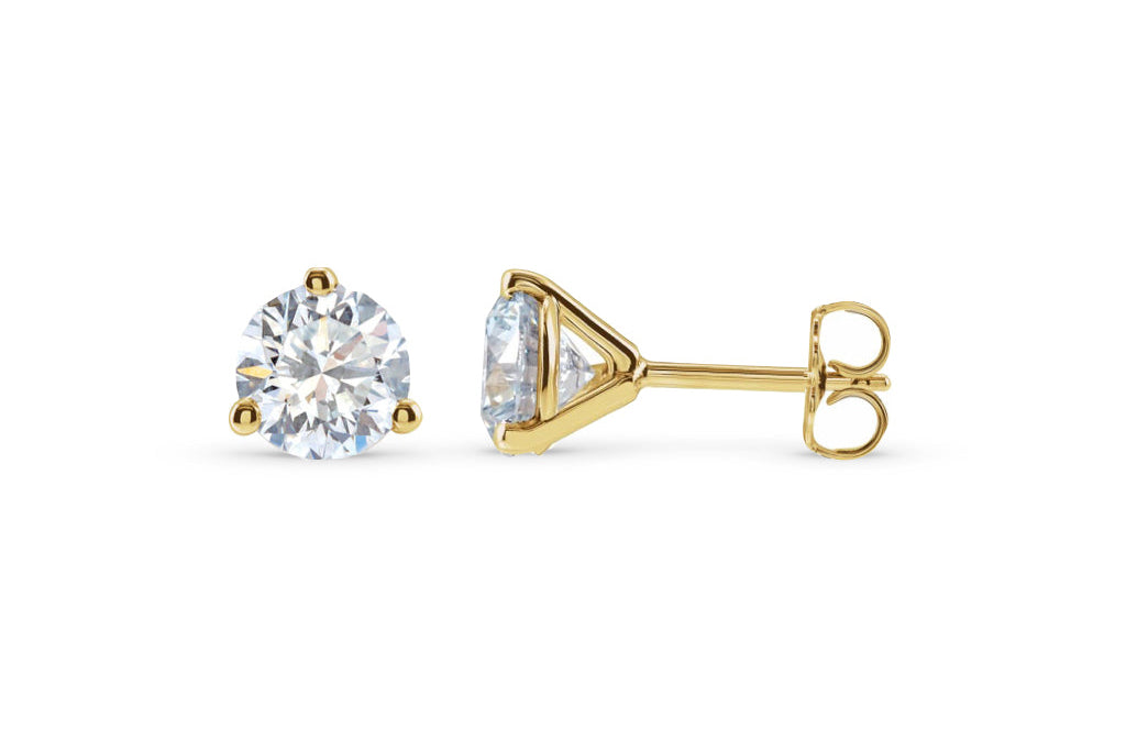 3-Prong Martini-Set Studs in 14K Gold