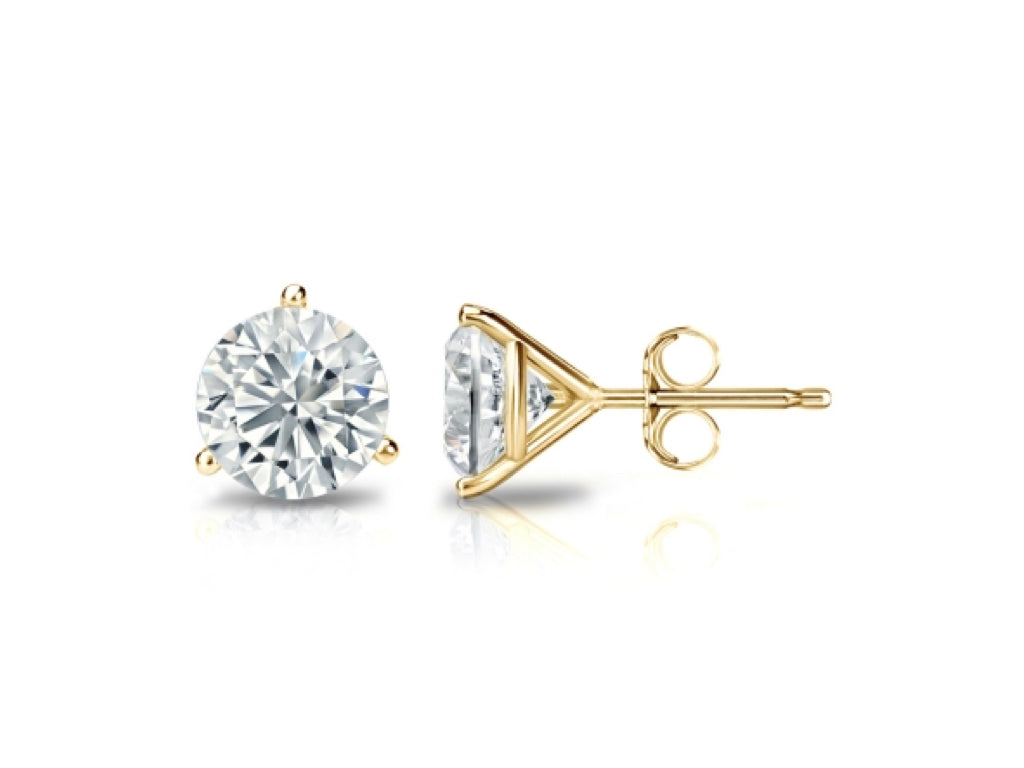3-Prong Martini-Set Studs in 14K Gold