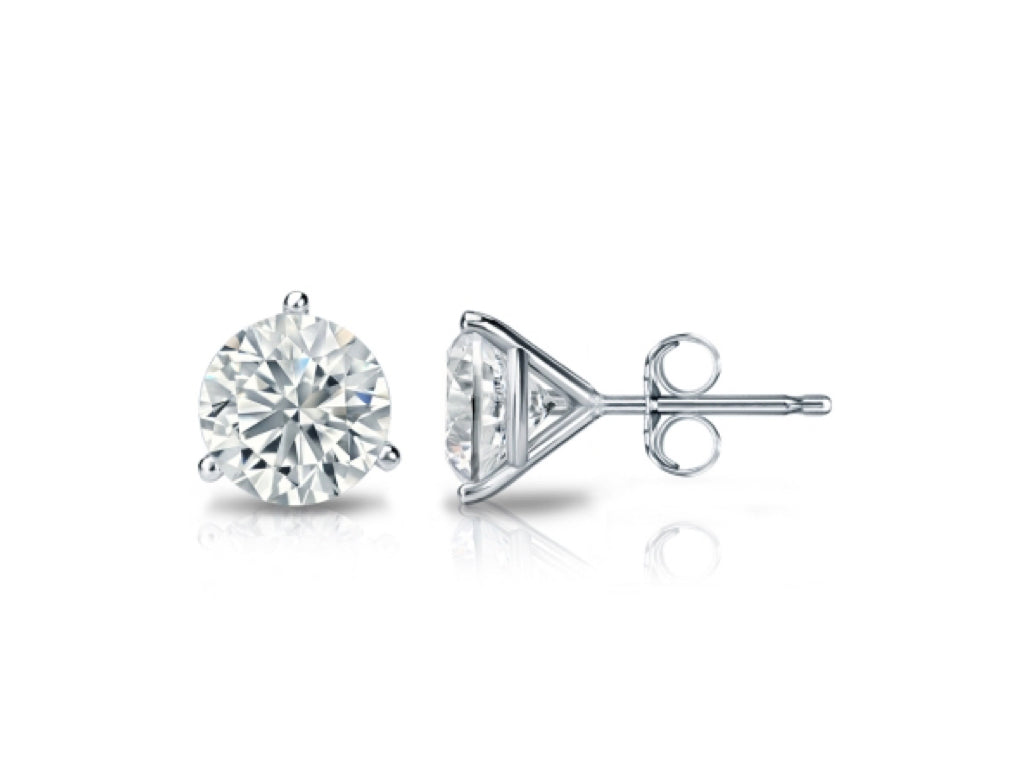 3-Prong Martini-Set Studs in 14K Gold