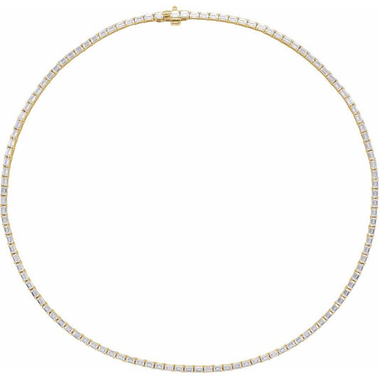 16" EMERALD CUT (11 3/4 CTW), 14K Lab-Grown DREAMLINE Tennis Necklace