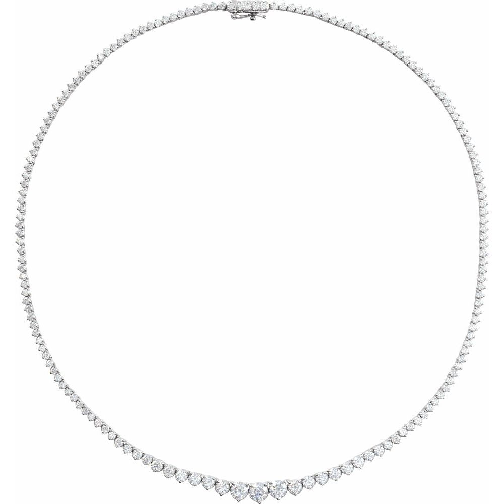 16.5" GRADUATED ROUND CUT (9 1/2 CTW),  14K Lab-Grown DREAMLINE Tennis Necklace