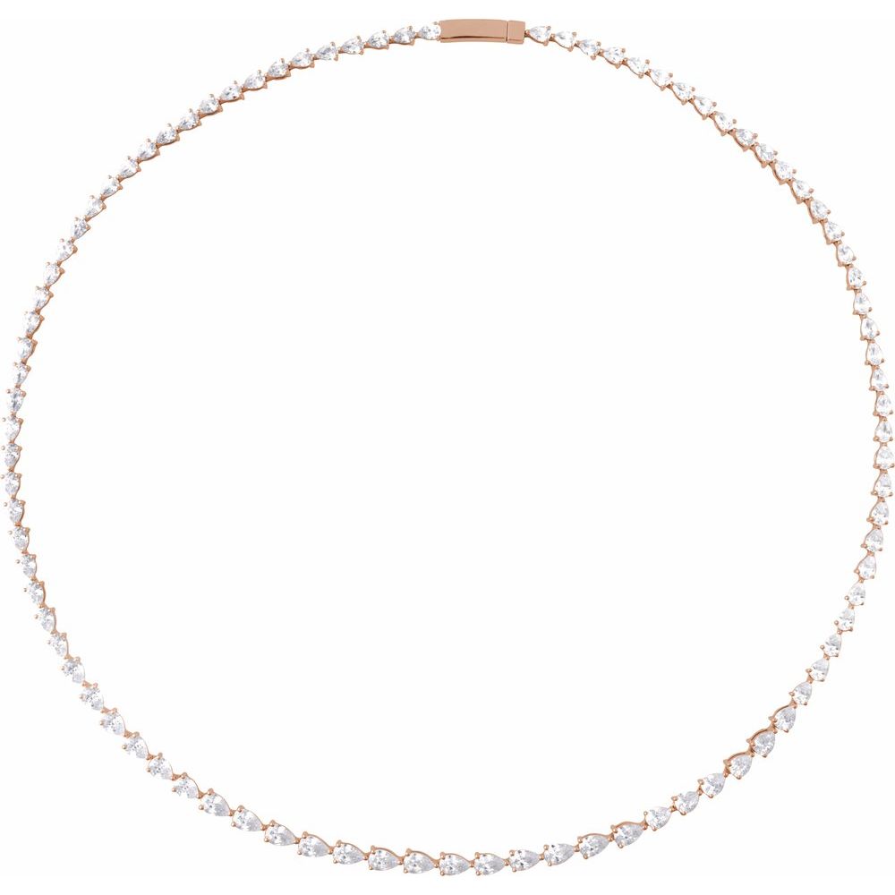 16" PEAR CUT (10 CTW), 14K Lab-Grown DREAMLINE Tennis Necklace