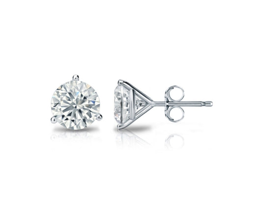 3-Prong Martini-Set Studs in 14K Gold