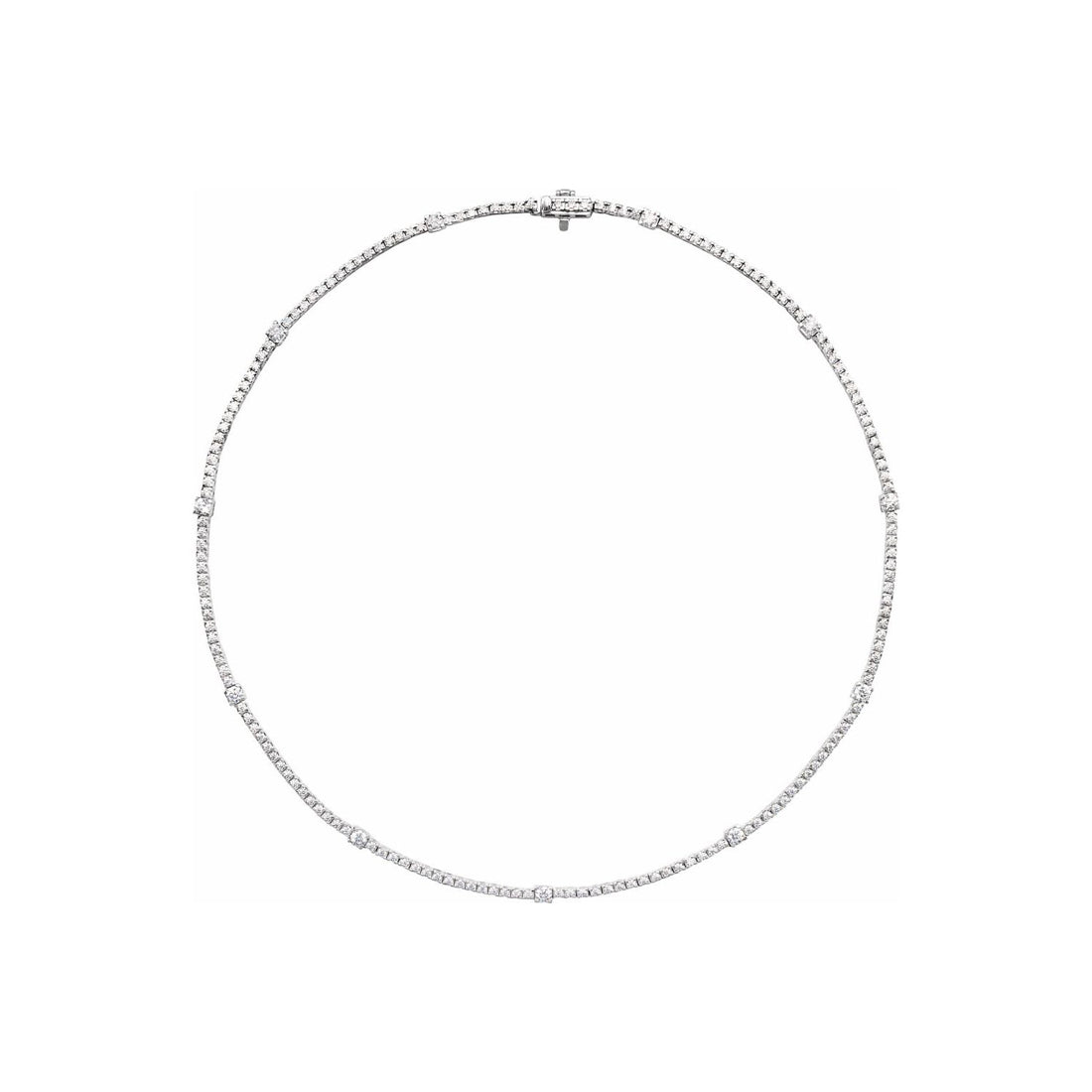 16" ROUND CUT (4 CTW), 14K Lab-Grown DREAMLINE Stations Tennis Necklace