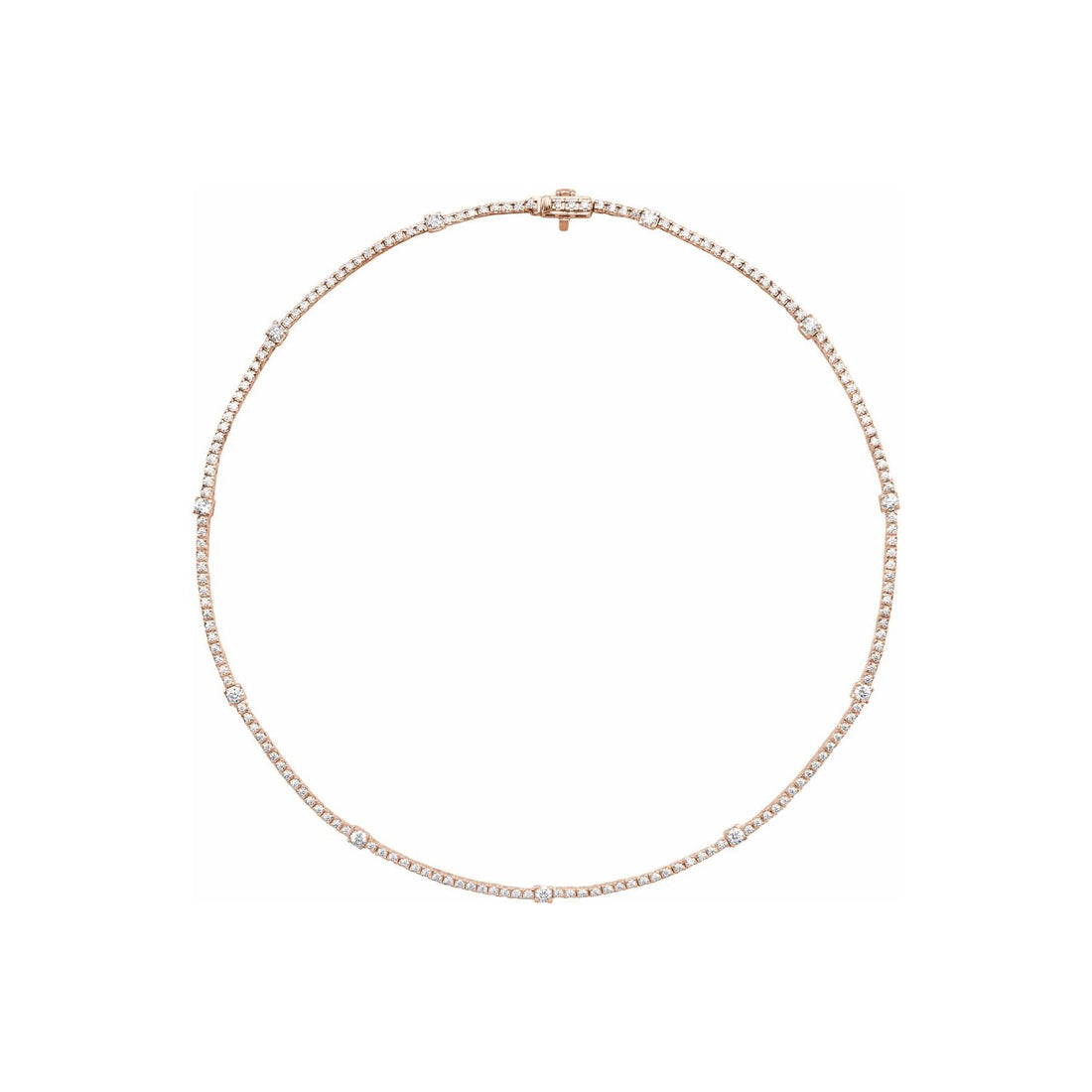 16" ROUND CUT (4 CTW), 14K Lab-Grown DREAMLINE Stations Tennis Necklace