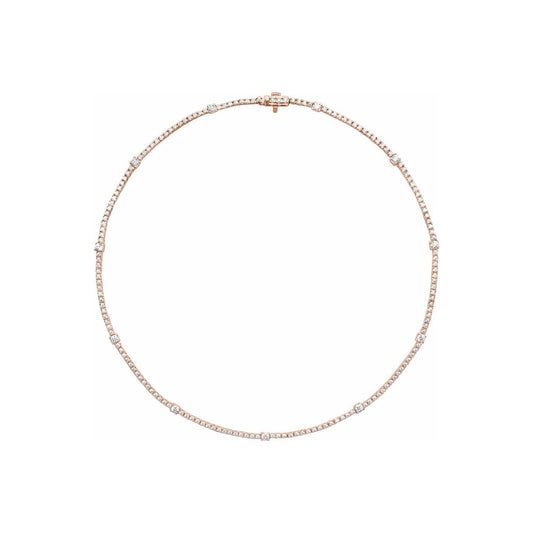 16" ROUND CUT (4 CTW), 14K Lab-Grown DREAMLINE Stations Tennis Necklace