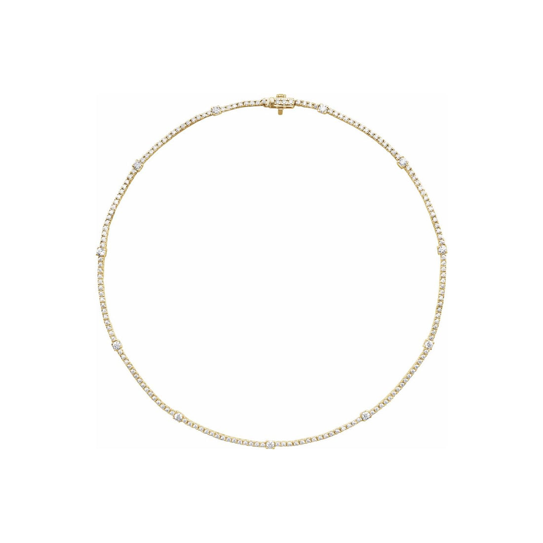 16" ROUND CUT (4 CTW), 14K Lab-Grown DREAMLINE Stations Tennis Necklace