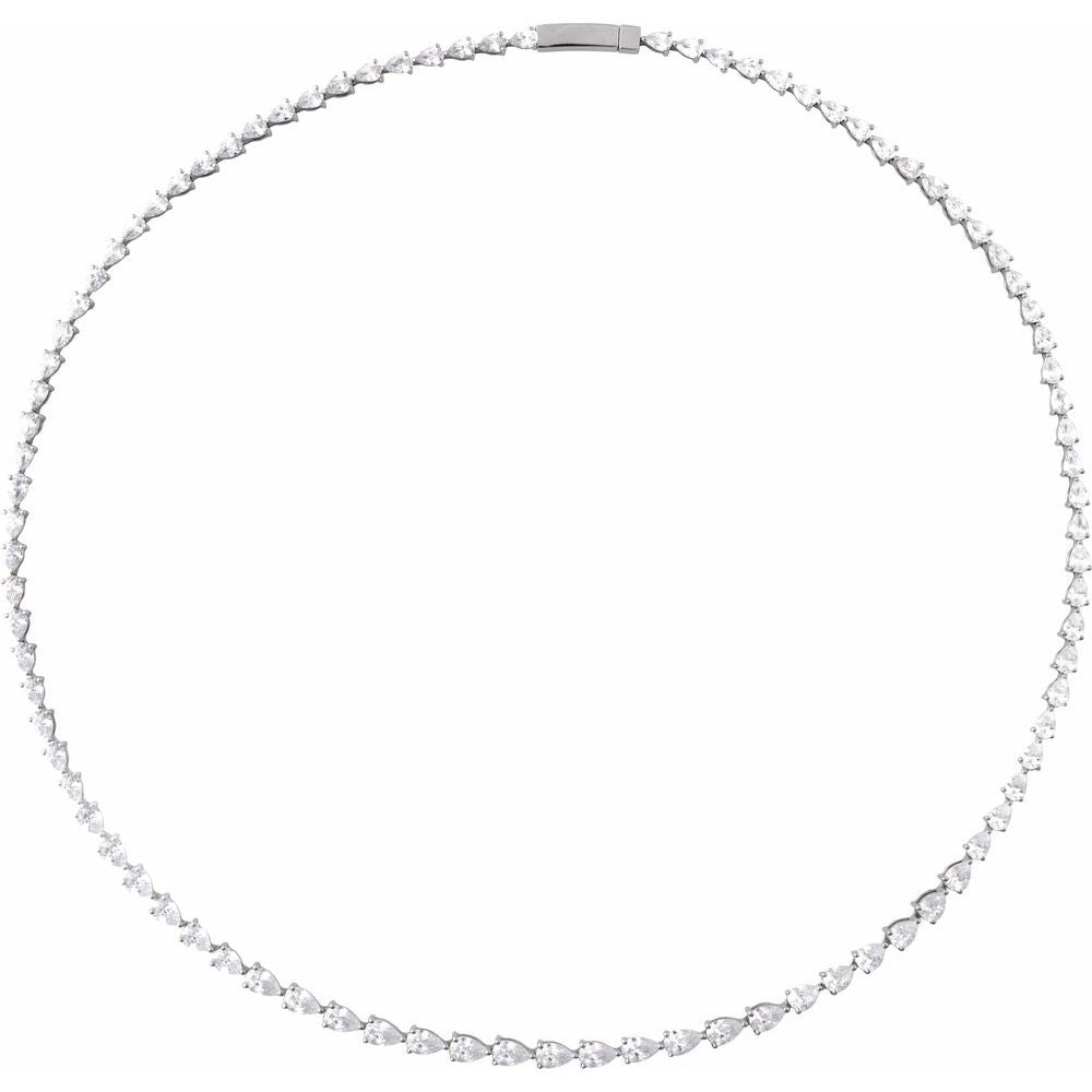 10 CTW, 14K Lab-Grown Pear Cut DREAMLINE Tennis Necklace