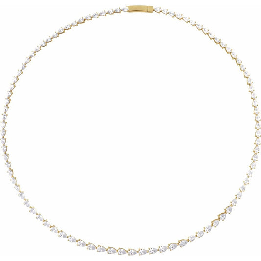 16" PEAR CUT (10 CTW), 14K Lab-Grown DREAMLINE Tennis Necklace