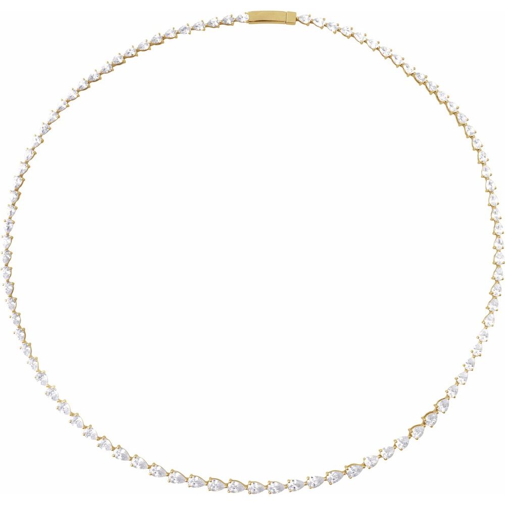 10 CTW, 14K Lab-Grown Pear Cut DREAMLINE Tennis Necklace